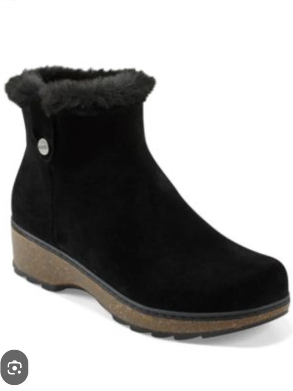 New Earth Kim Black Suede Faux-Fur Ankle Winter Cold Weather Booties 7.5